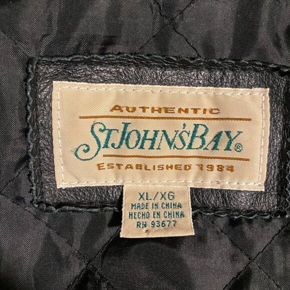 Vintage St. John's Bay Genuine Leather Men's Bomber Jacket Quilted Size XL - Picture 13 of 14
